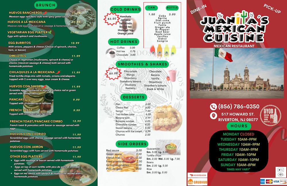 Juanita's Mexican Cuisine Menu image 1
